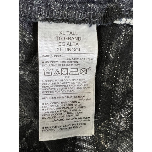 Old Navy Split-Neck Boho Top Blouse Sz XL Tall‎ Floral Long Sleeves Beige Black - Picture 10 of 11